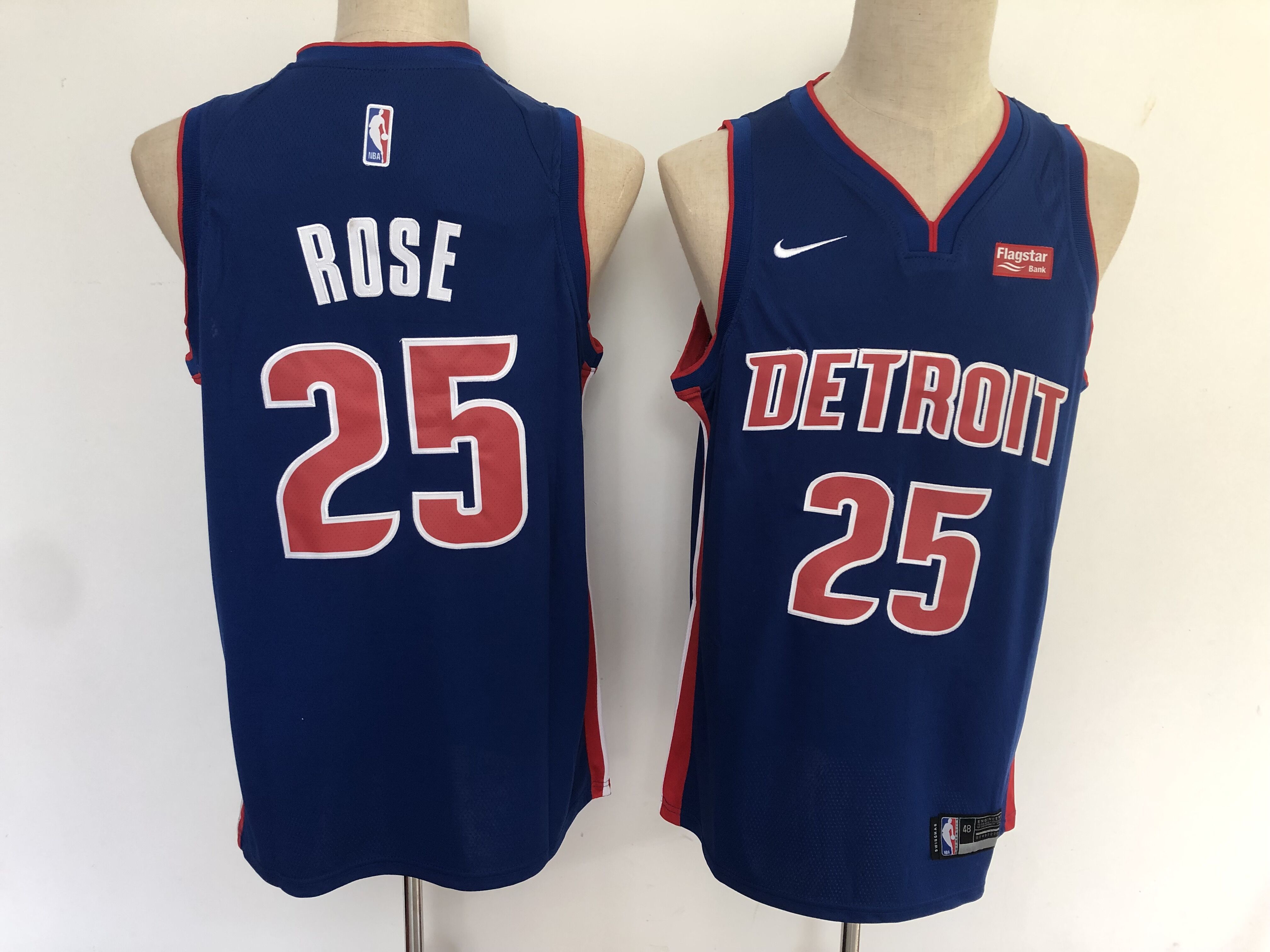 Men Detroit Pistons 25 Rose Blue Nike Game NBA Jerseys